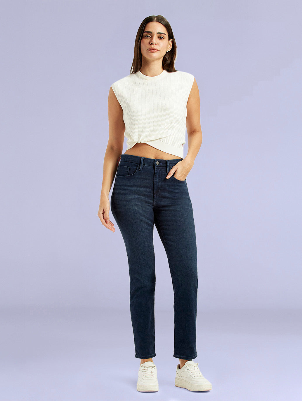 Women's Redloop 724 Dark Blue Slim Straight Fit High Rise Jeans