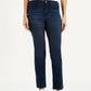 Women's Redloop 724 Dark Blue Slim Straight Fit High Rise Jeans - Front View