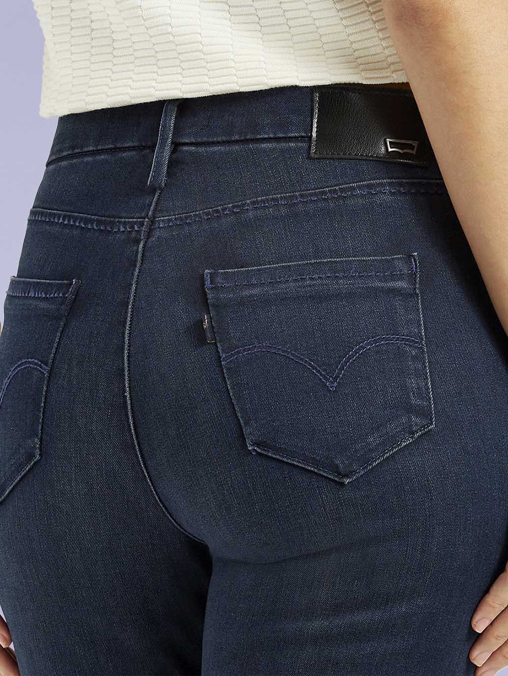 Women's Redloop 724 Dark Blue Slim Straight Fit High Rise Jeans - 2e5aa532-3016-41b5-86e5-2581646db343 View