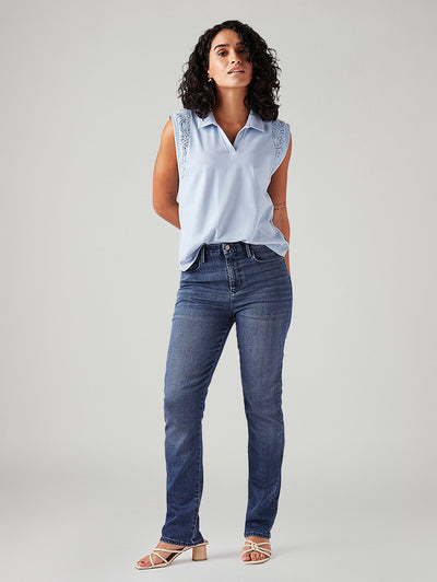 levi's Women's 724 Blue Slim Straight Fit High Rise Redloop Jeans-picture-26
