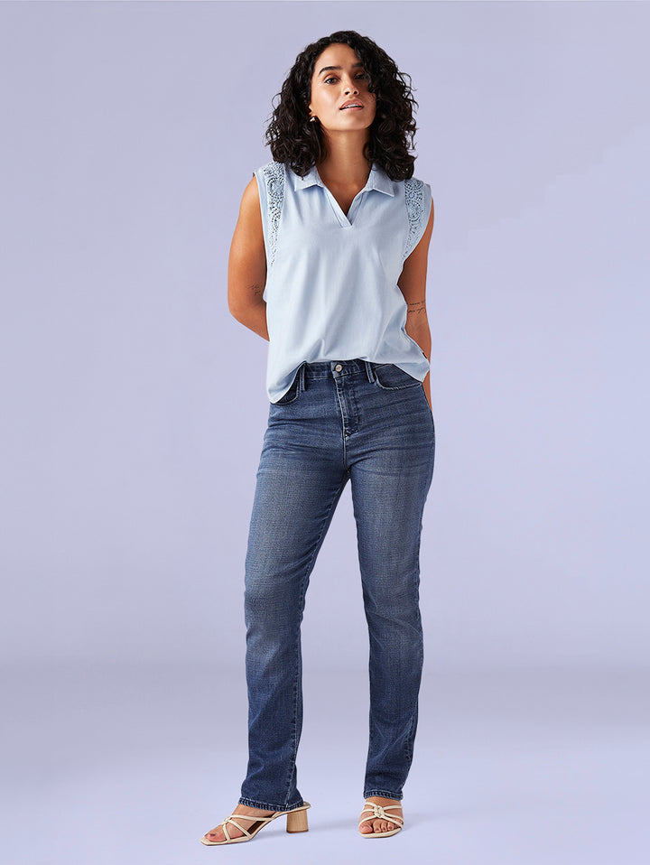 Women's 724 Blue Slim Straight Fit High Rise Redloop Jeans
