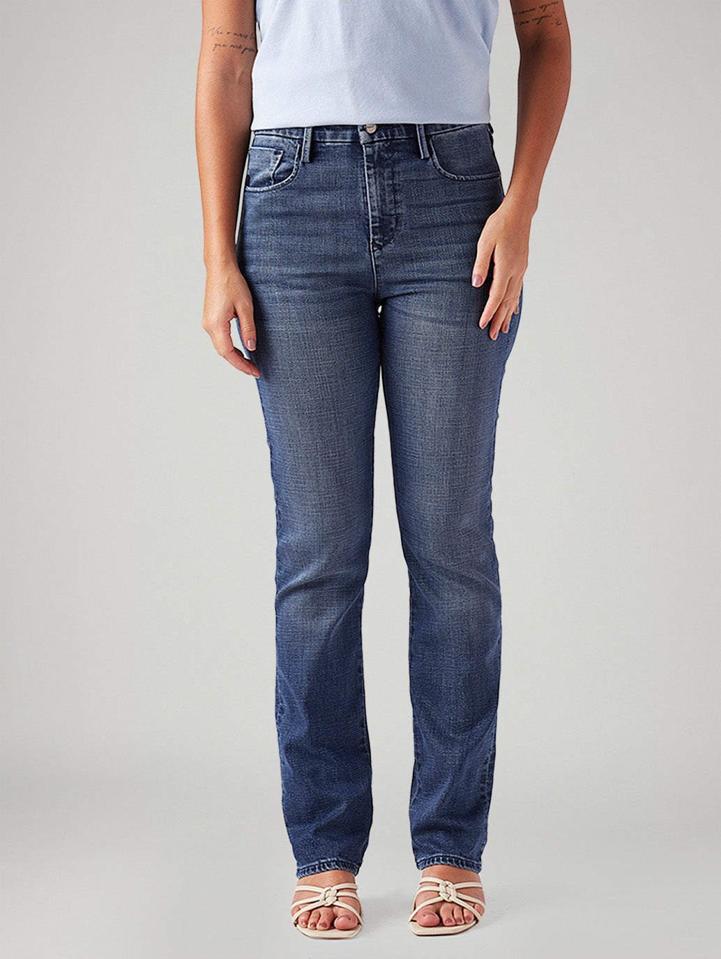 Women's 724 Blue Slim Straight Fit High Rise Redloop Jeans - Front View