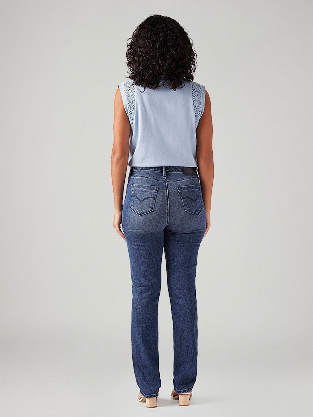 Women's 724 Blue Slim Straight Fit High Rise Redloop Jeans - Back View