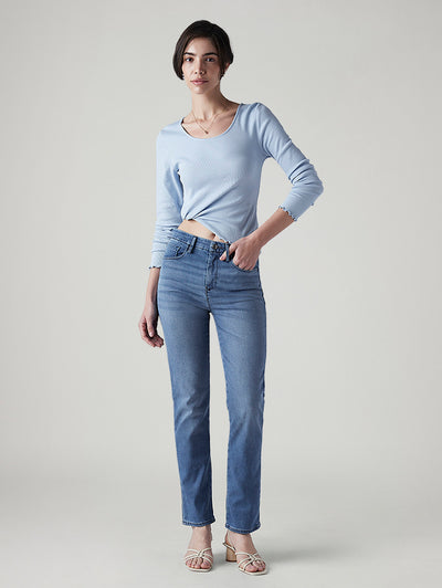 levi's Women's 724 Blue Slim Straight Fit High Rise Redloop Jeans-picture-42