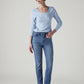 Women's 724 Blue Slim Straight Fit High Rise Redloop Jeans - Front View