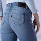 Women's 724 Dark Indigo Slim Straight Fit High Rise Redloop Jeans - Detail View