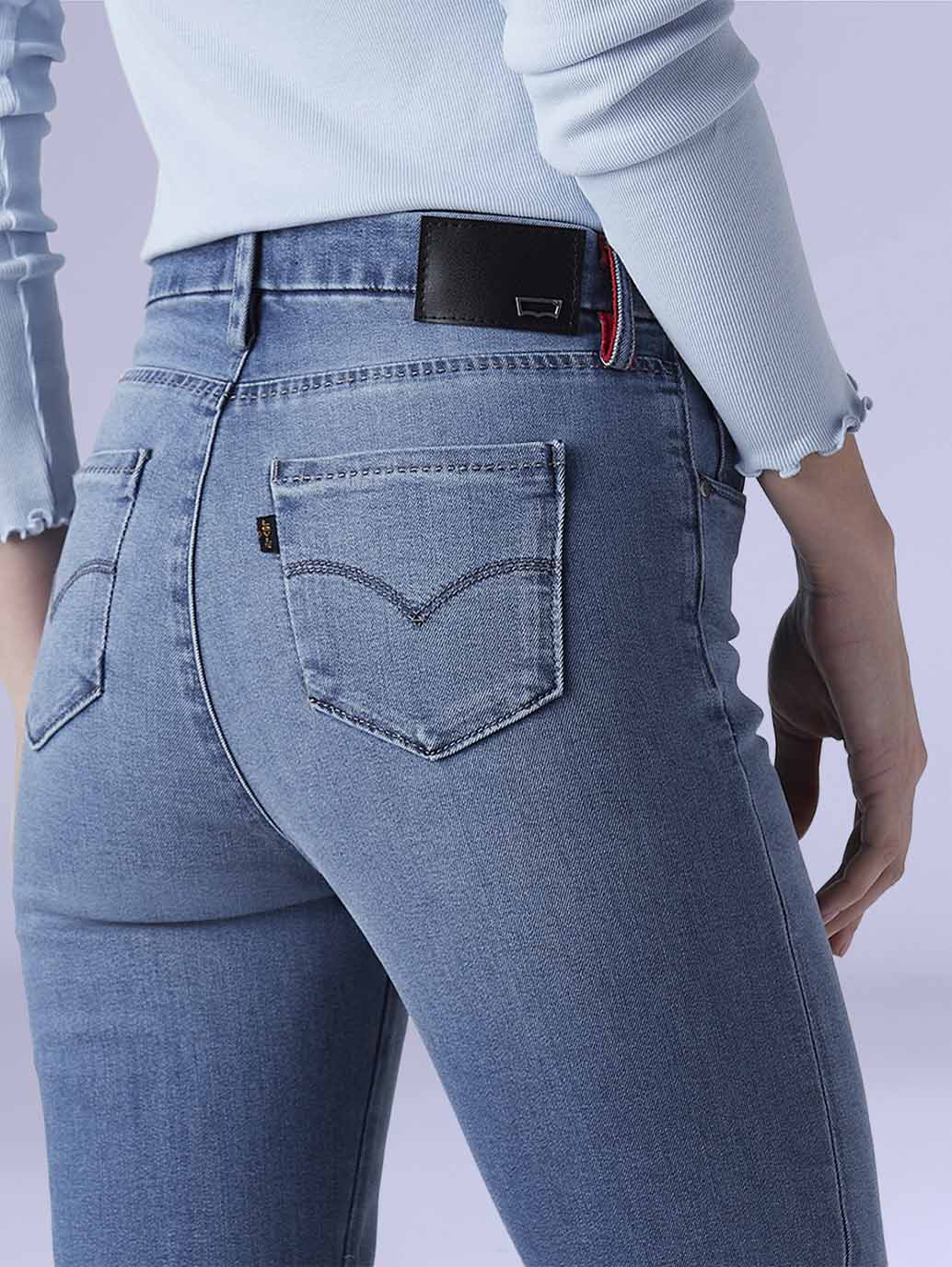 Women's 724 Dark Indigo Slim Straight Fit High Rise Redloop Jeans - Detail View