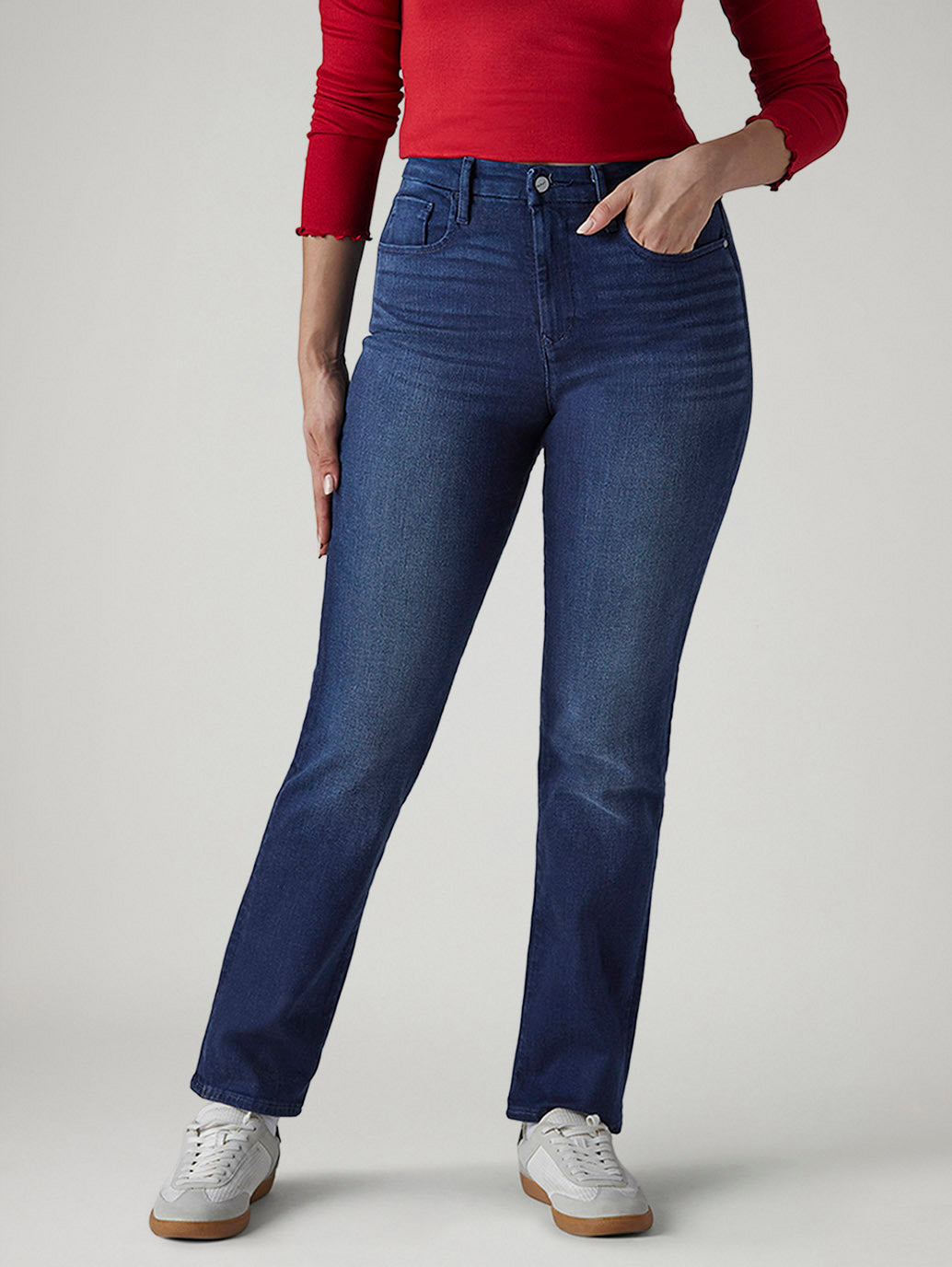 Women's 724 Dark Indigo Slim Straight Fit High Rise Redloop Jeans - Front View