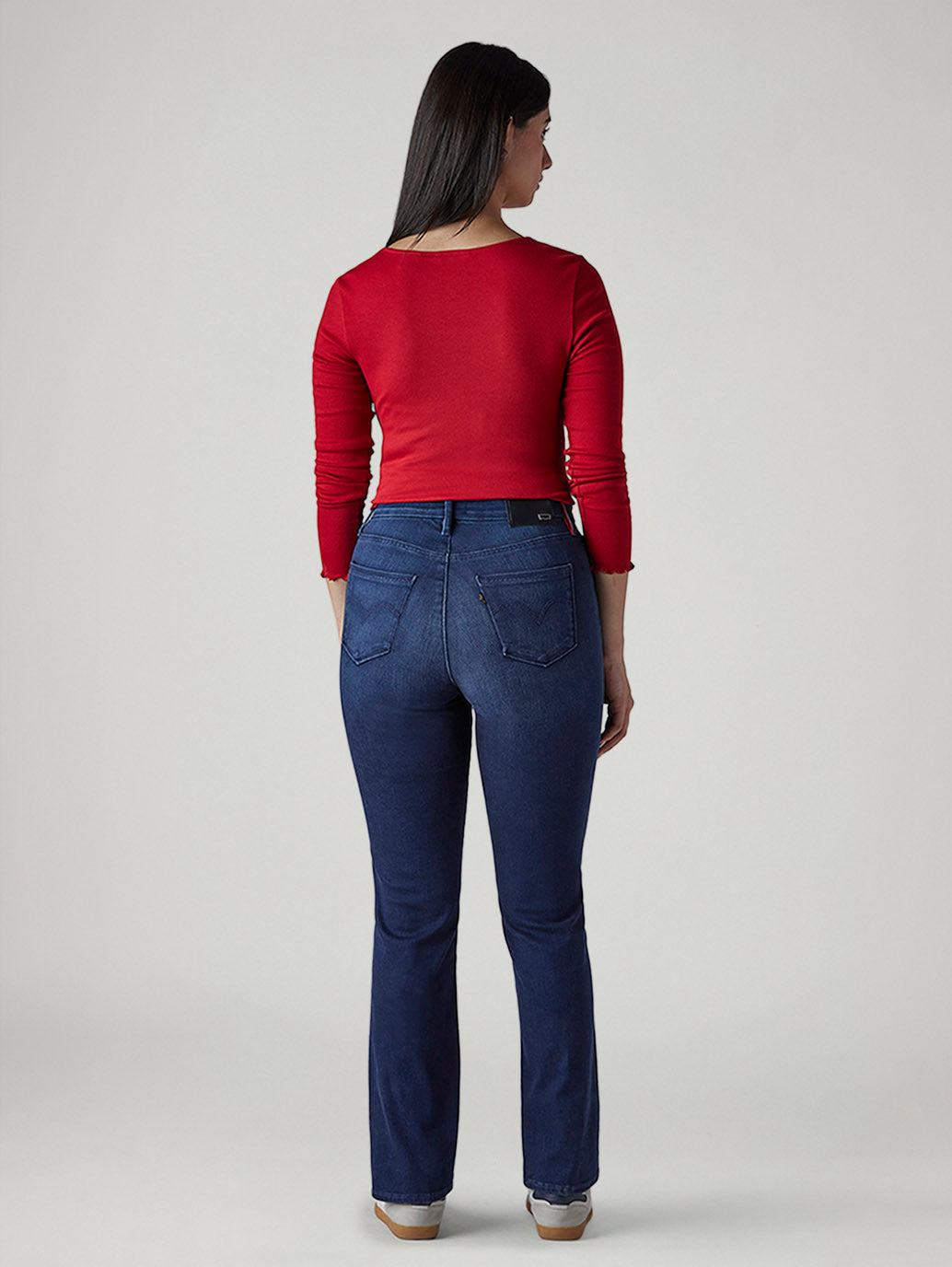 Women's 724 Dark Indigo Slim Straight Fit High Rise Redloop Jeans - Back View