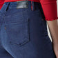 Women's 724 Dark Indigo Slim Straight Fit High Rise Redloop Jeans - Detail View
