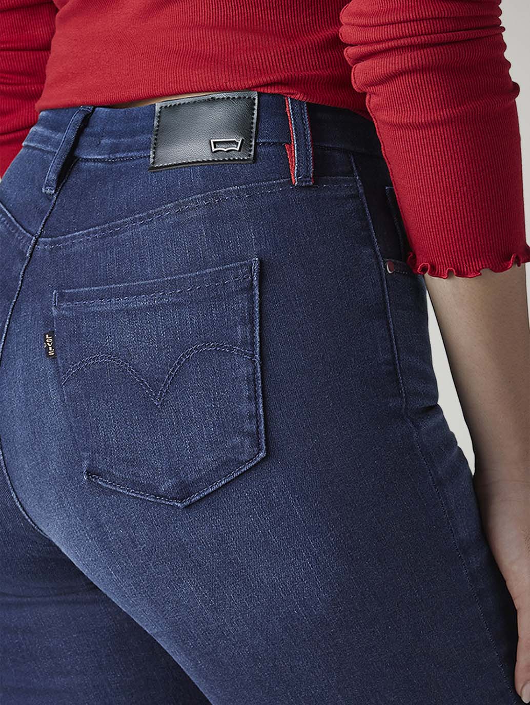 Women's 724 Dark Indigo Slim Straight Fit High Rise Redloop Jeans - Detail View