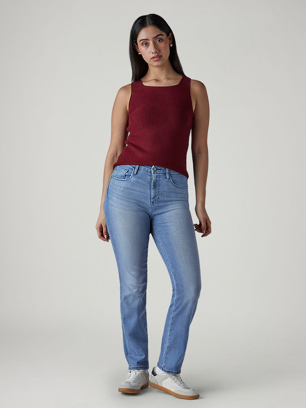 Women's 724 Light Indigo Slim Straight Fit High Rise Redloop Jeans - 20 View