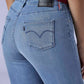 Women's 724 Light Indigo Slim Straight Fit High Rise Redloop Jeans - Detail View