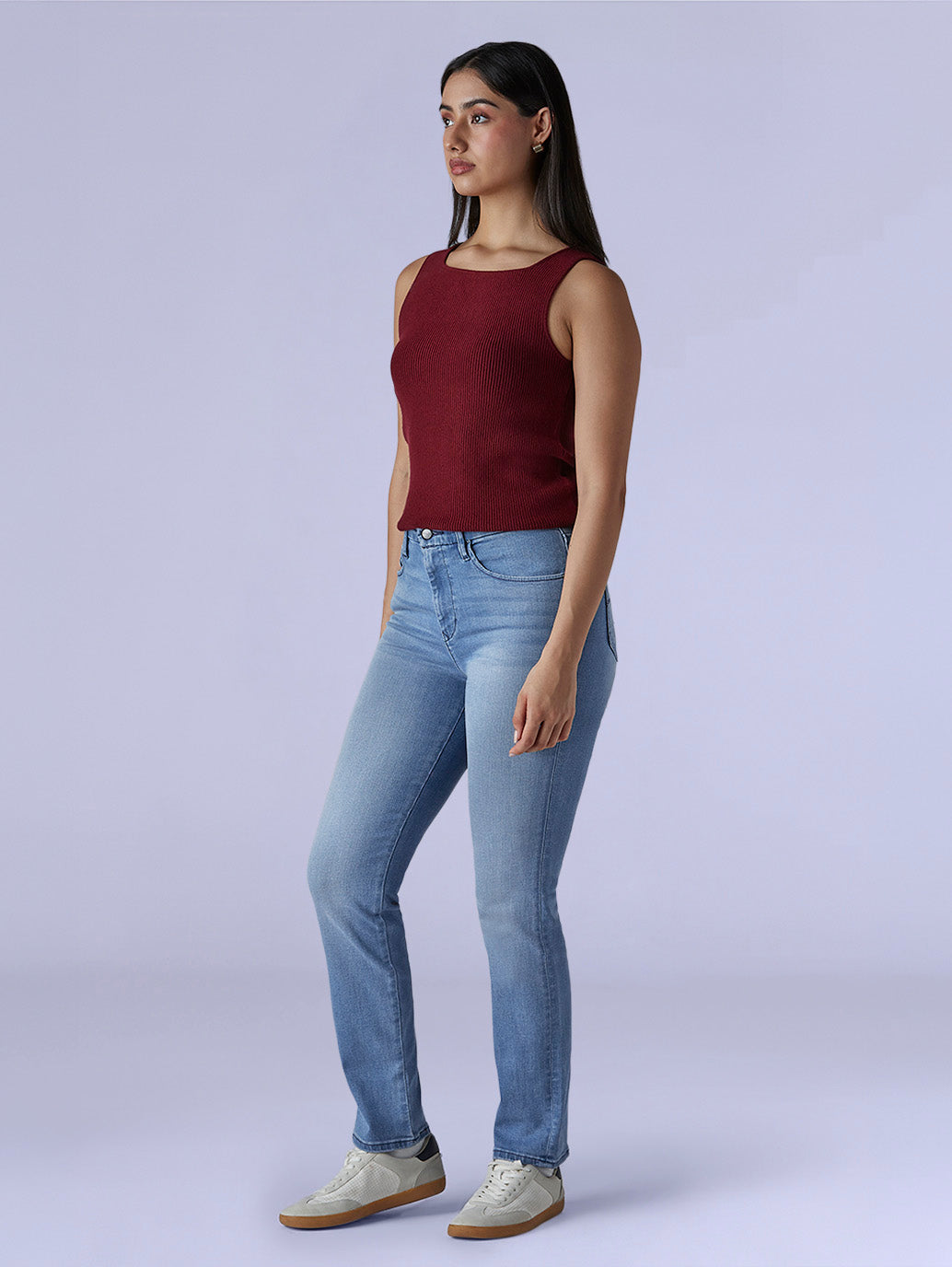 Women's 724 Light Indigo Slim Straight Fit High Rise Redloop Jeans - Side View