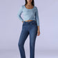 Women's 724 Med Indigo Slim Straight Fit High Rise Redloop Jeans - Styleshot View