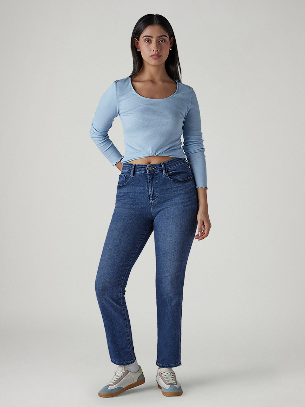 Women's 724 Med Indigo Slim Straight Fit High Rise Redloop Jeans