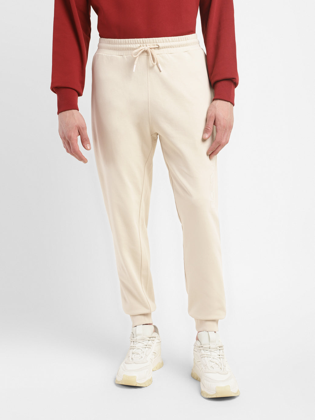 Men's Cream Solid Joggers