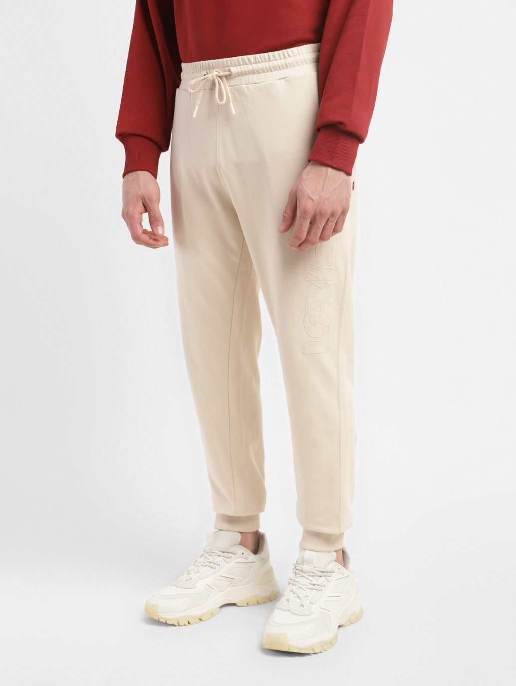 Men's Cream Solid Joggers