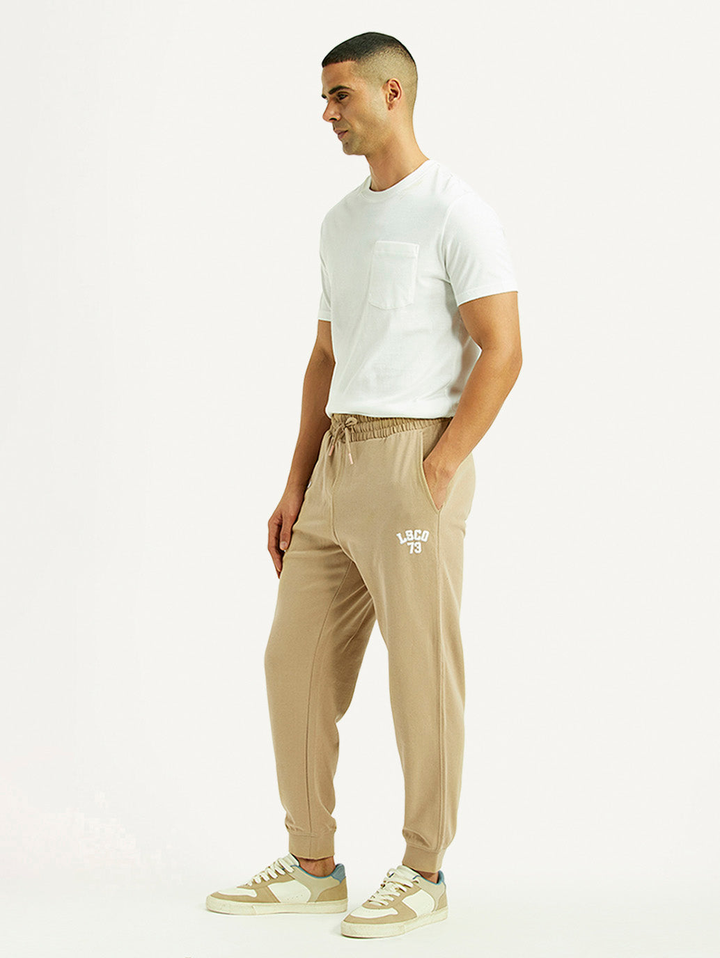 Men's Beige Solid Utility Joggers - a22f181f-44e5-45a9-a574-23ecbe18e0a8 View