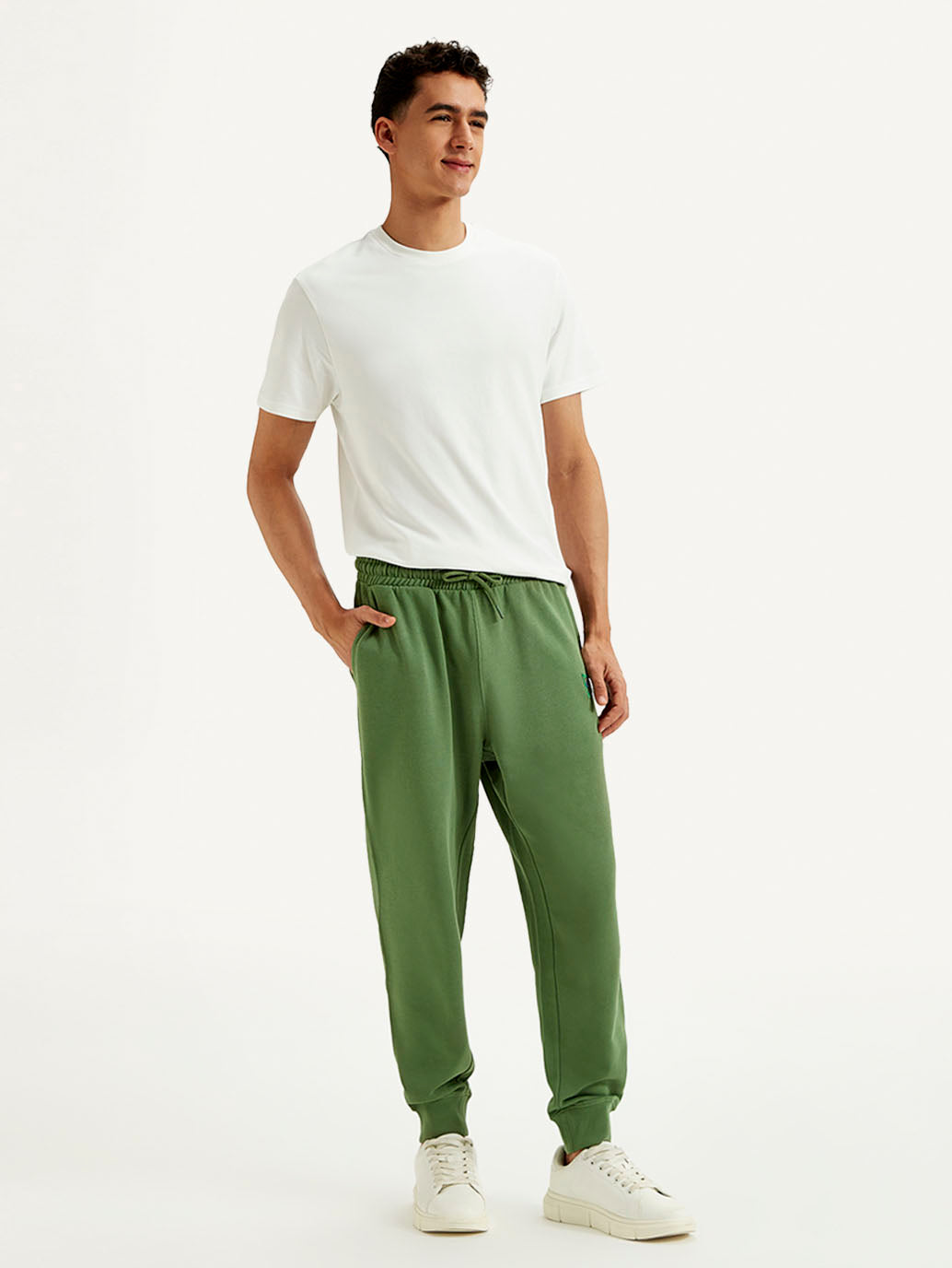 Men's Green Solid Utility Joggers