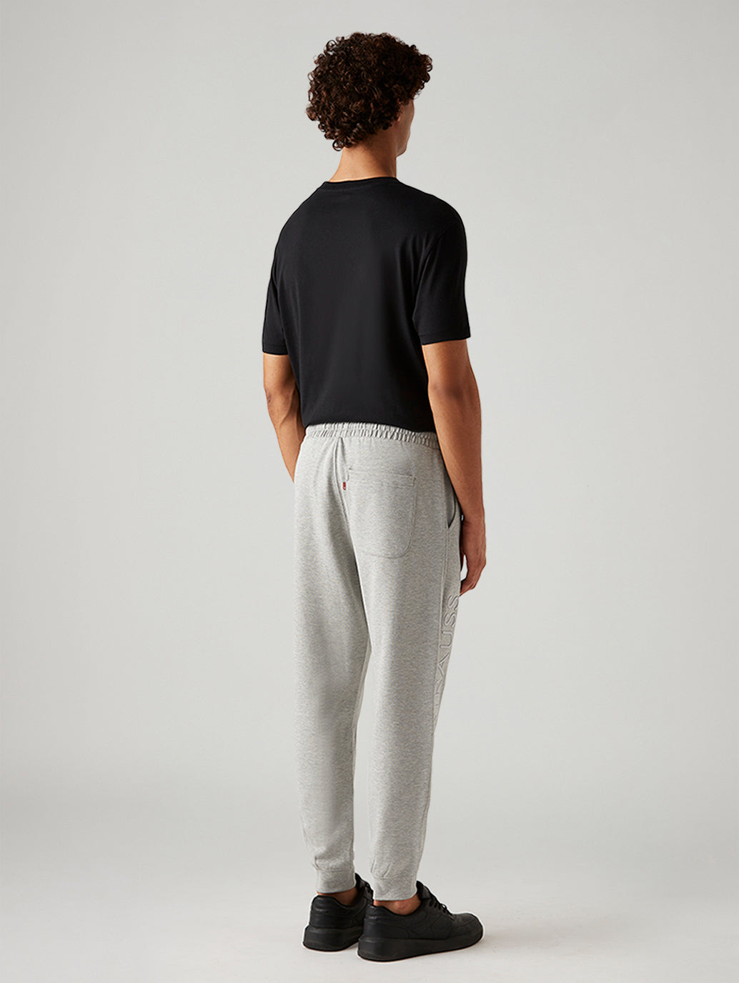 Men's Light Grey Mid Rise Joggers - Back View