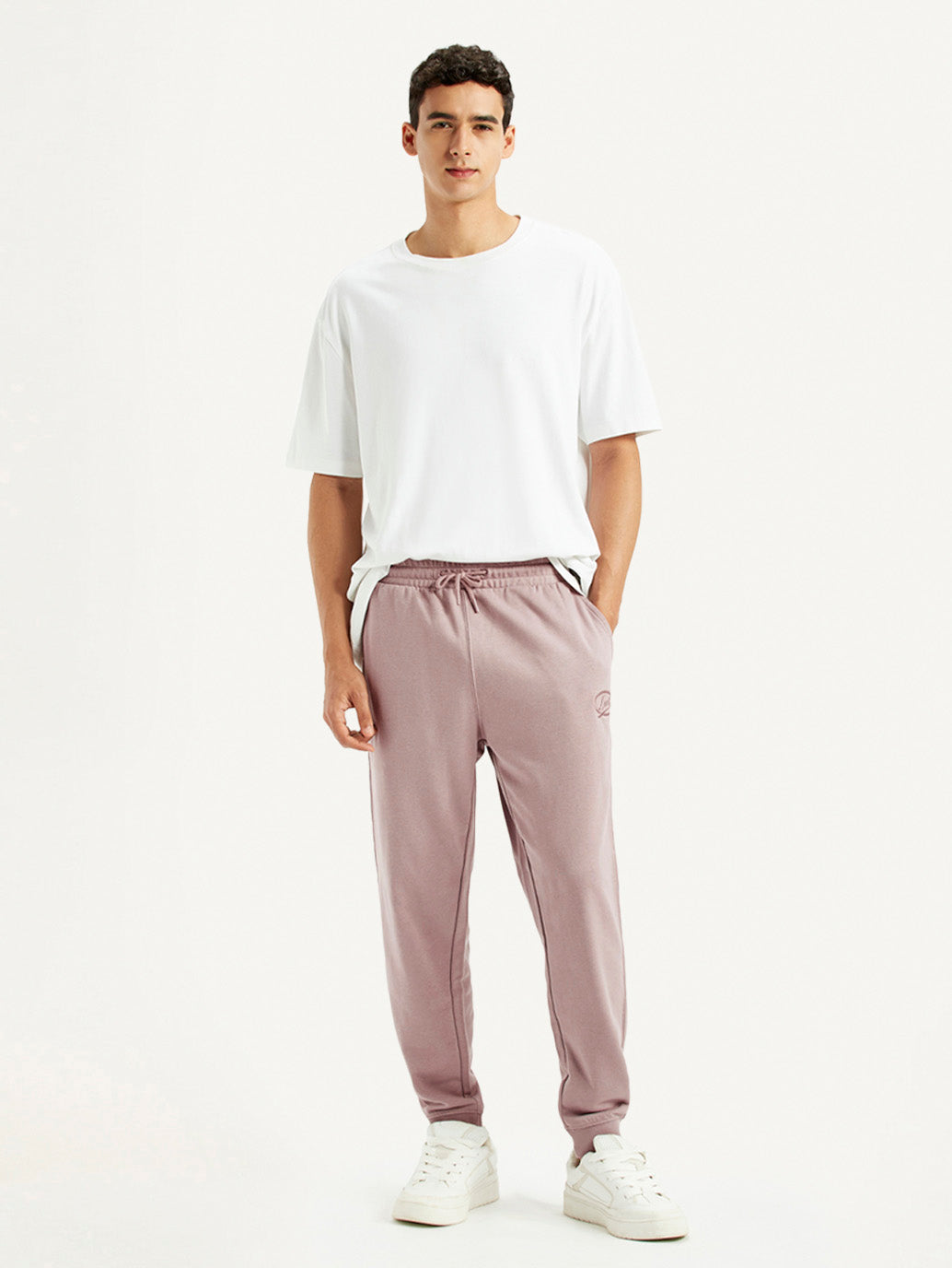 Men's Mauve Regular Fit Mid Rise Joggers