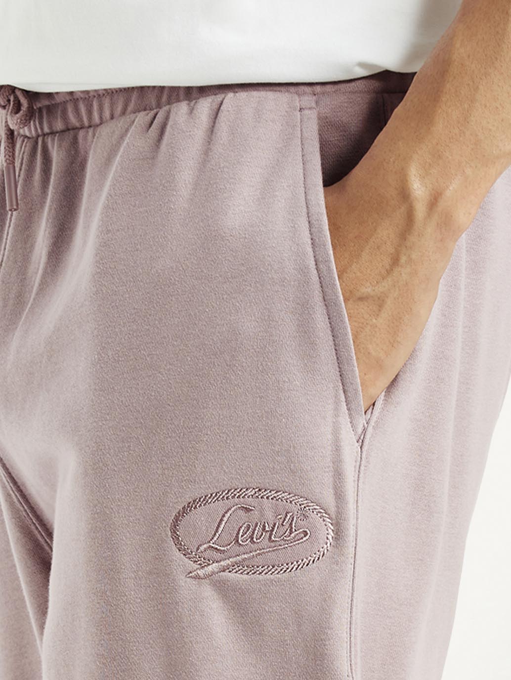 Men's Mauve Regular Fit Mid Rise Joggers - Detail View