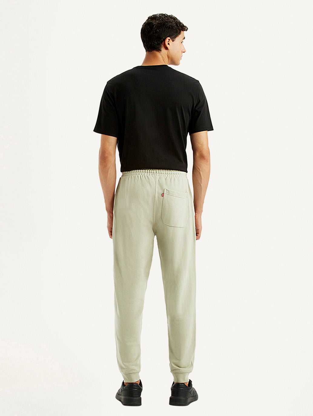 Men's Light Green Regular Fit Mid Rise Joggers - Back View