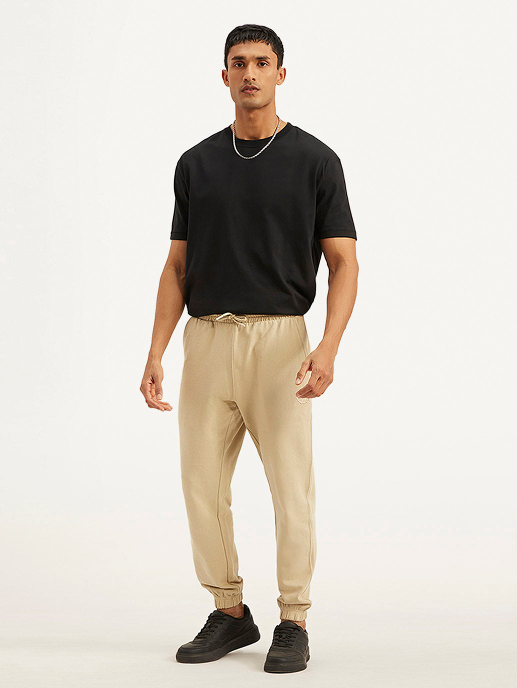 Men's Beige Regular Fit Joggers