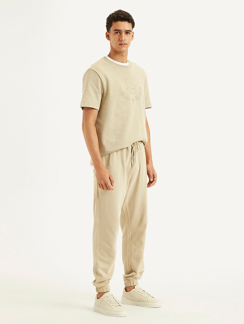 Men's Beige Regular Fit Joggers