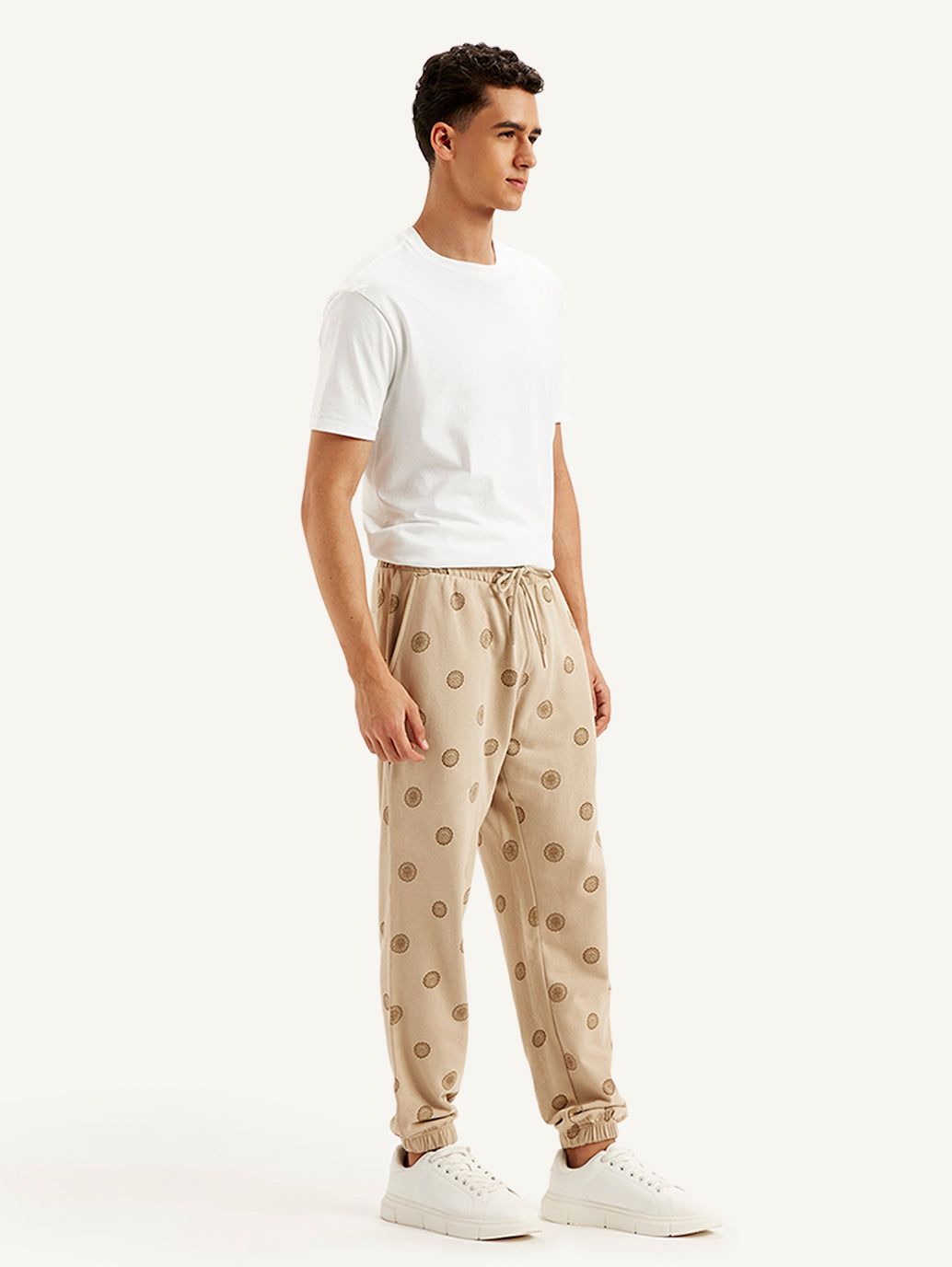 Men's Beige Regular Fit Joggers