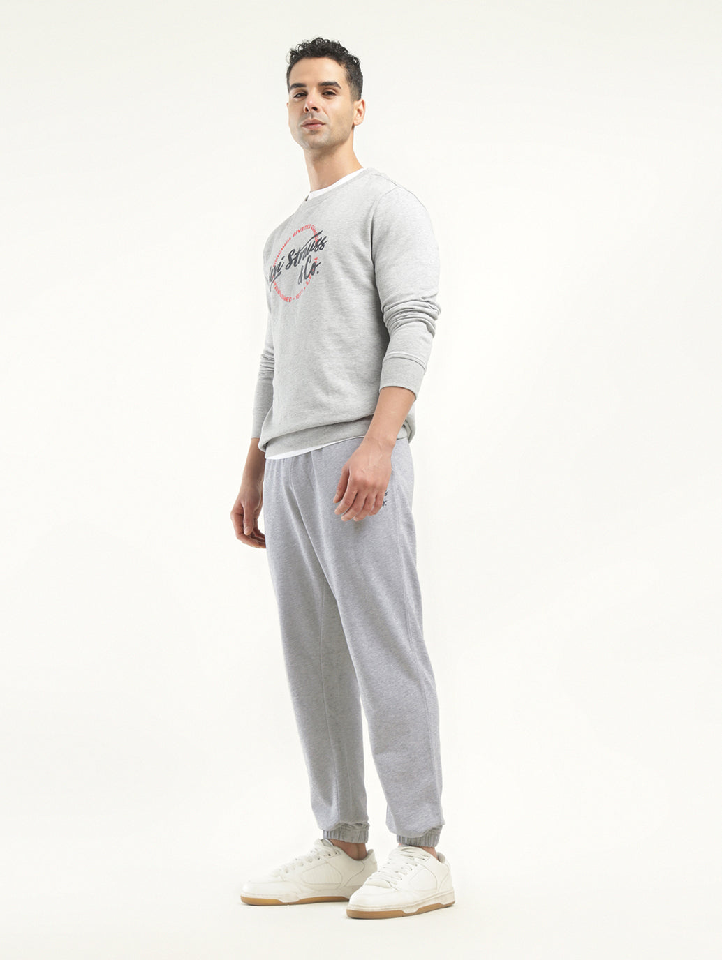 Men's Grey Regular Fit Joggers - Styleshot View