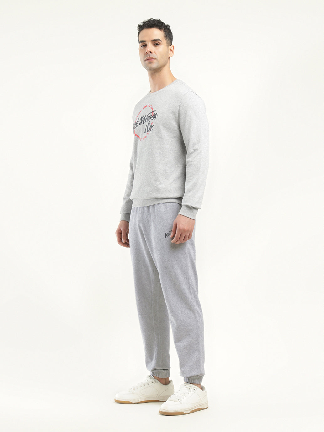 Men's Grey Regular Fit Joggers - Side View