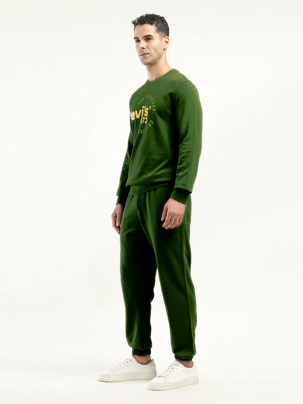 Men's Green Regular Fit Trousers - side View