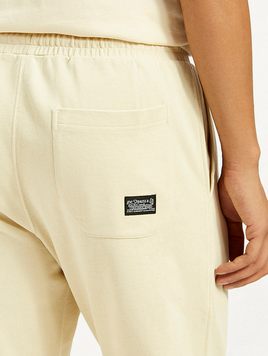 Men's Beige Solid Joggers - Detail View