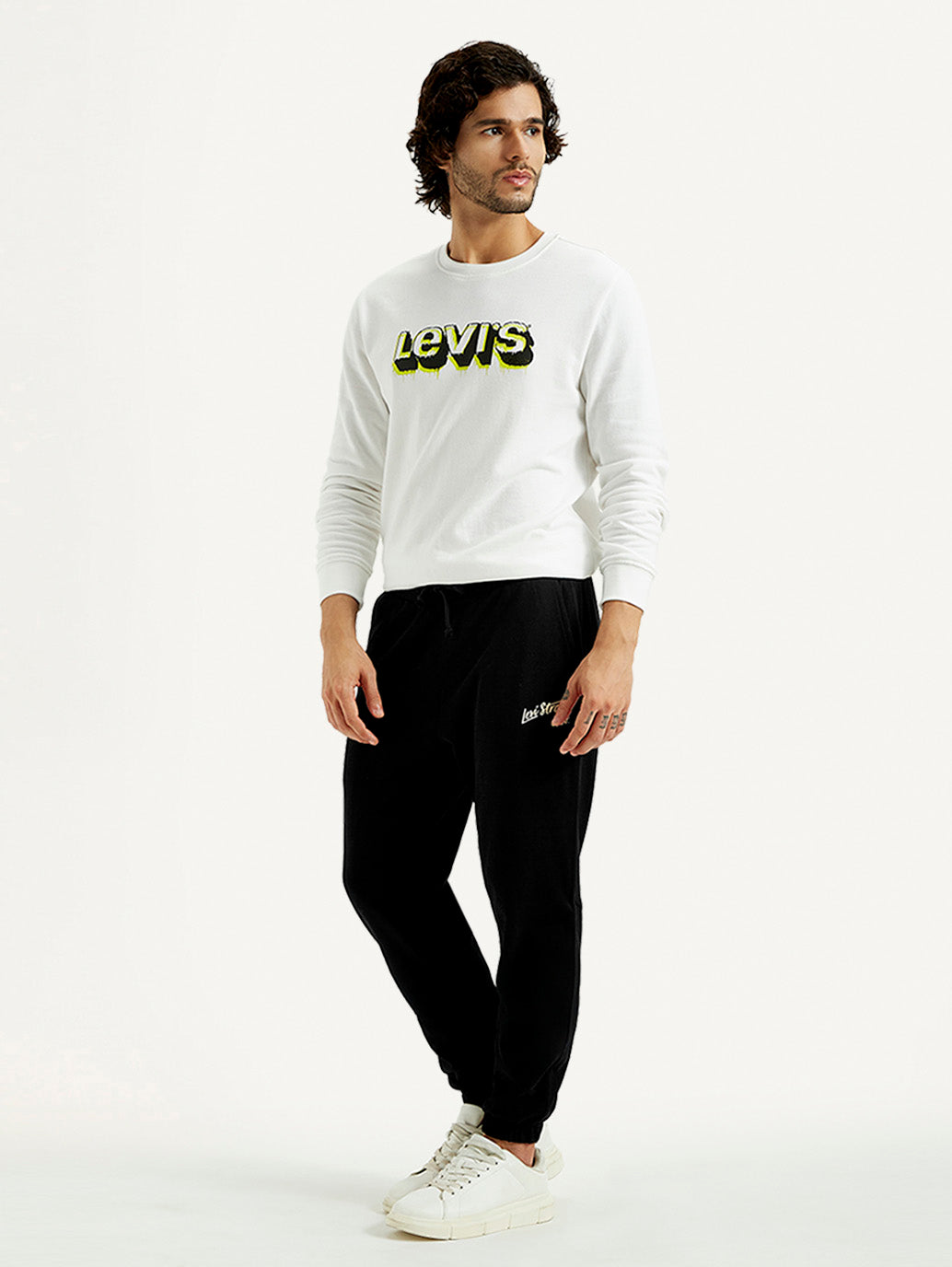 Men's Black Solid Joggers - Side View