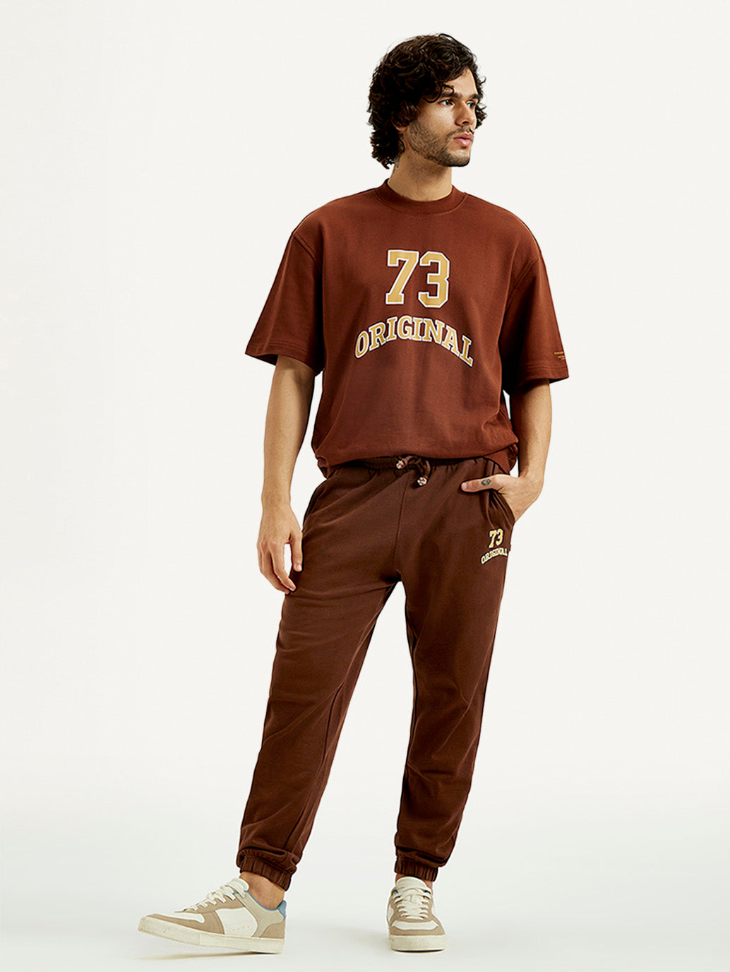 Men's Brown Solid Joggers - Styleshot View