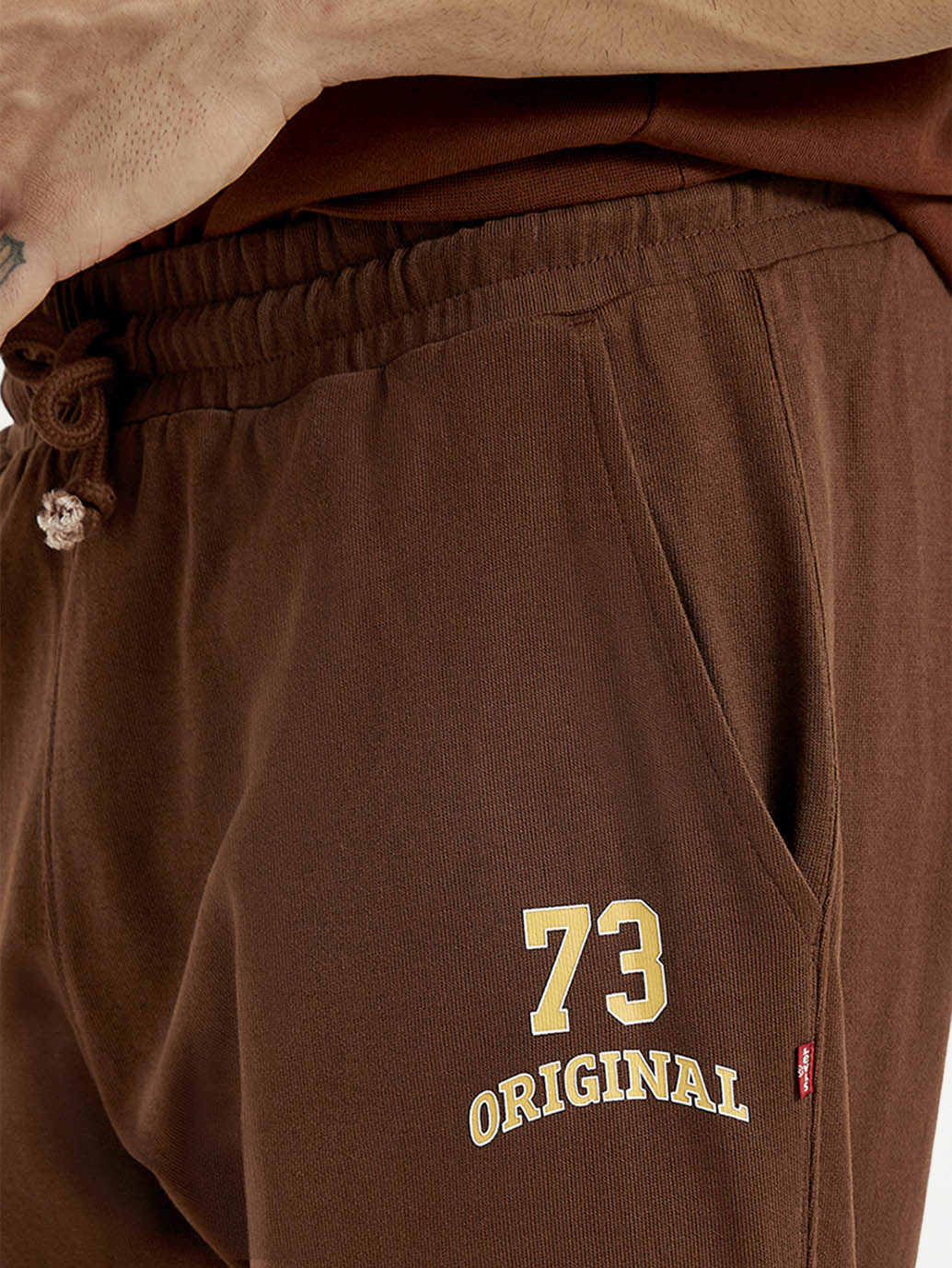 Men's Brown Solid Joggers - Detail View