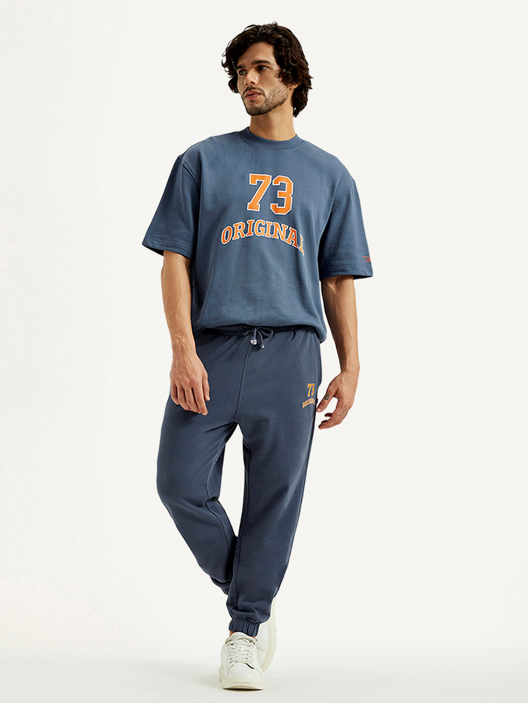 Men's Blue Solid Joggers - Styleshot View