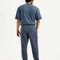 Men's Blue Solid Joggers - Back View