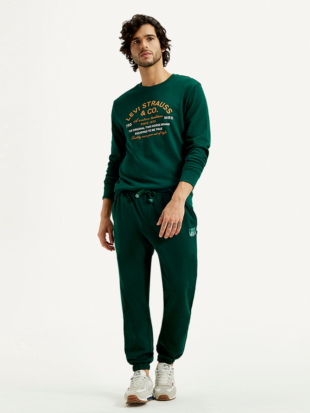 Men's Dark Green Solid Joggers - Styleshot View