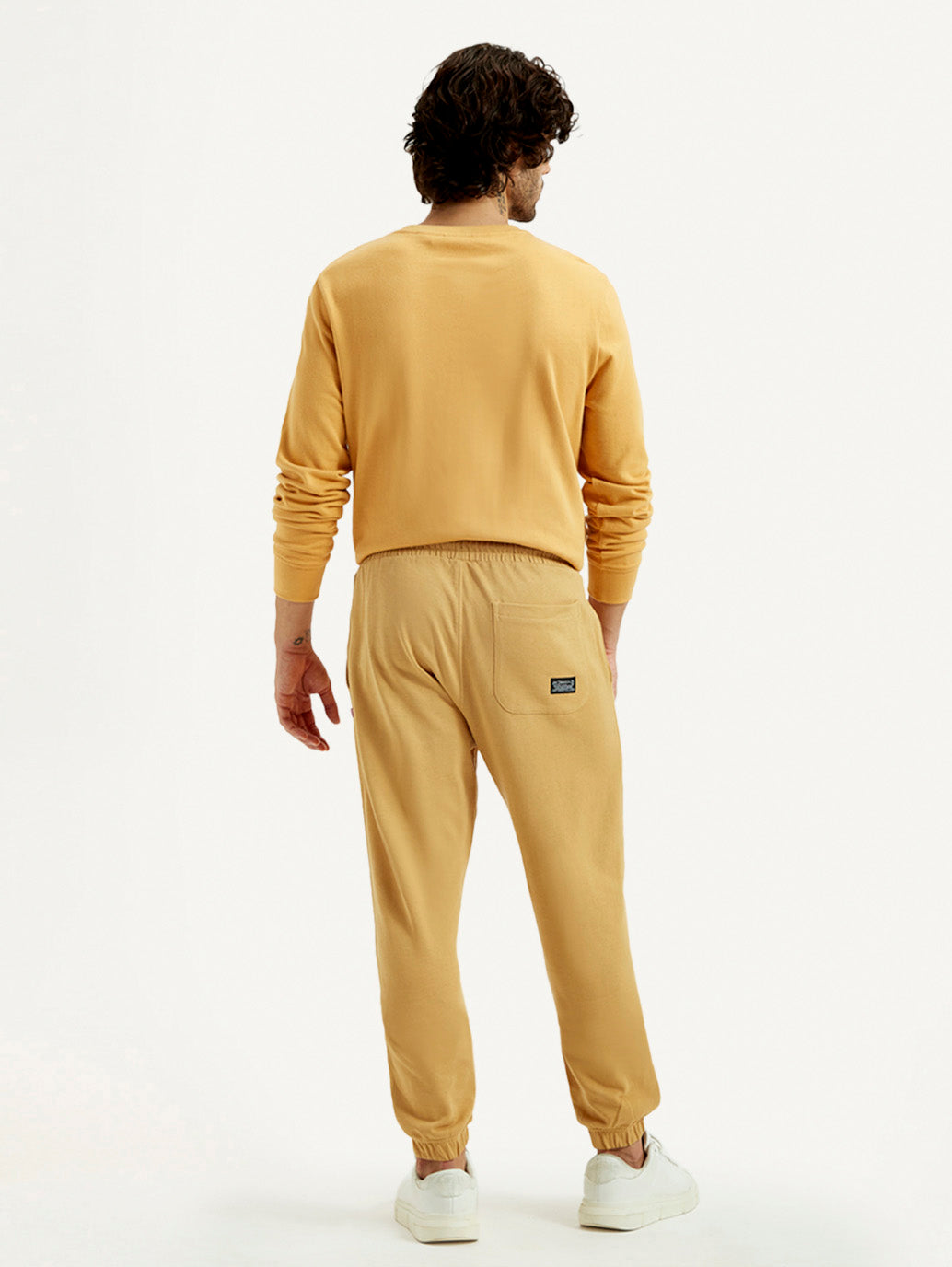Men's Yellow Solid Joggers - Back View