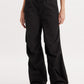 Women's Mid Rise Black Baggy Fit Cargo Trousers