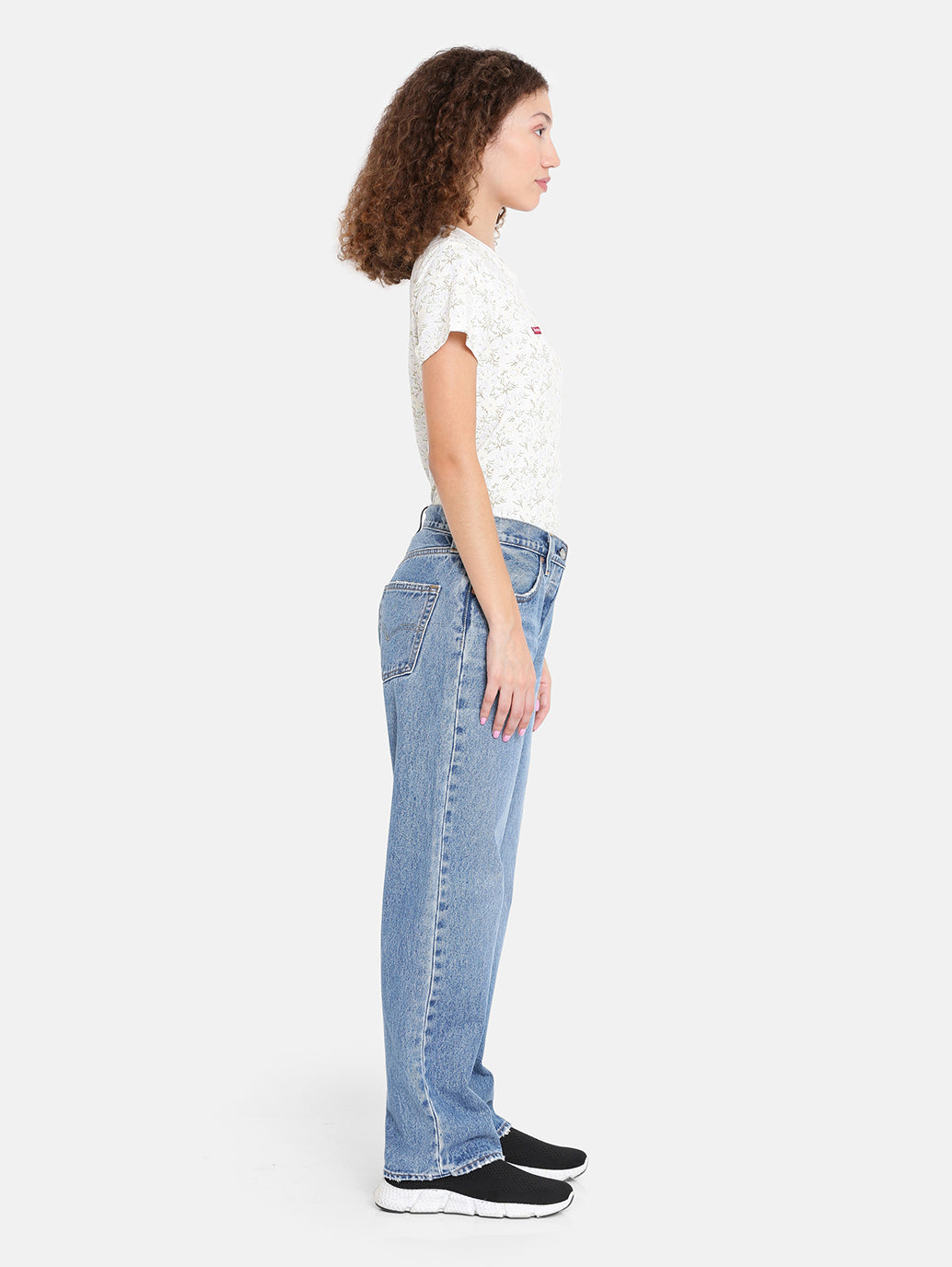 Women's 501 Indigo Straight Fit Mid Rise Jeans - Side View
