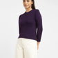 Women's Solid Purple Crew Neck Sweater