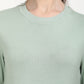 Women's Solid Green Crew Neck Sweater