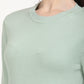 Women's Solid Green Crew Neck Sweater