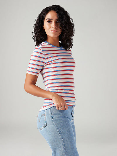 Women's Striped Slim Fit Ribbed Top