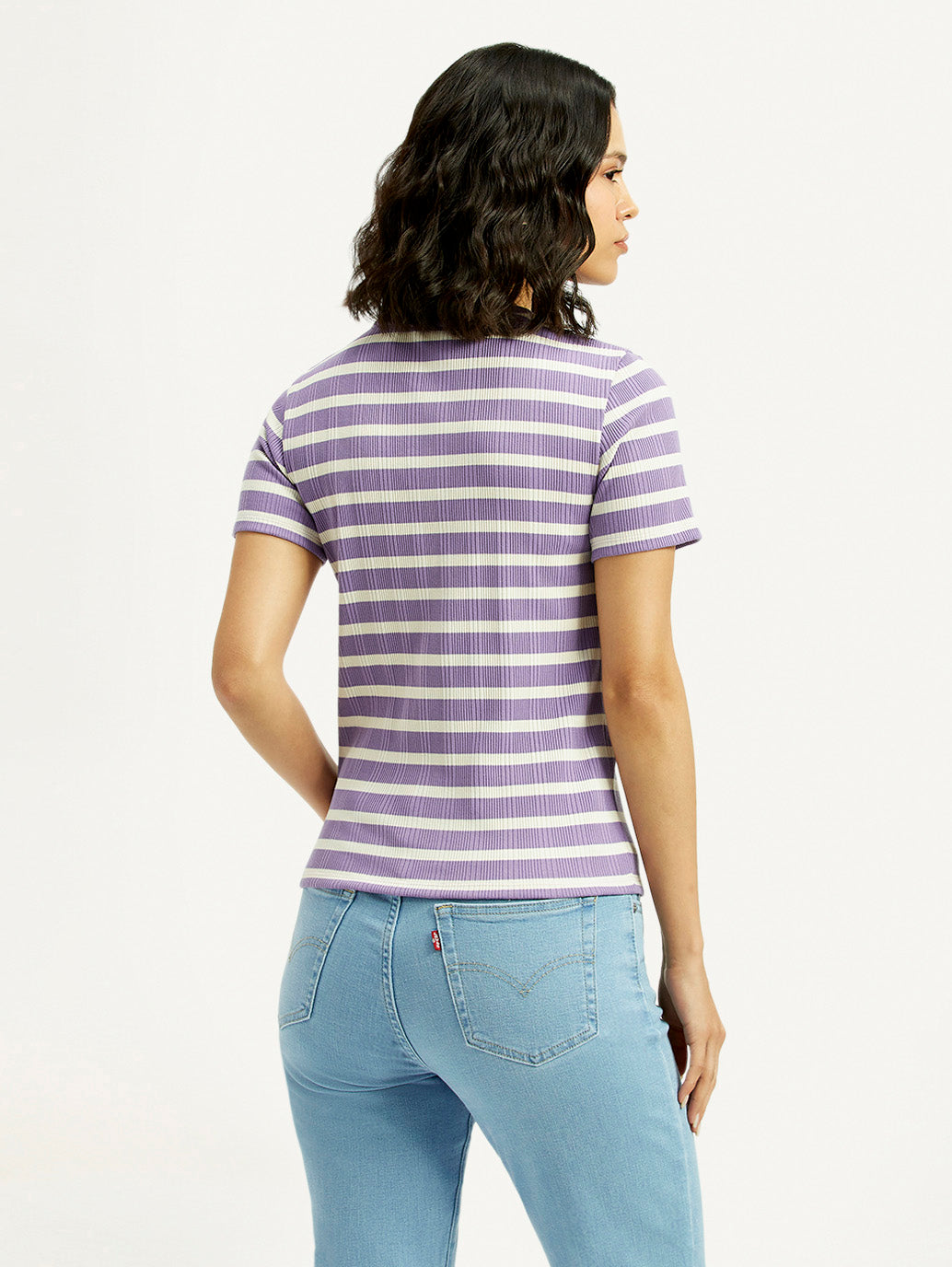 Women's Striped Slim Fit T-shirt - Back View