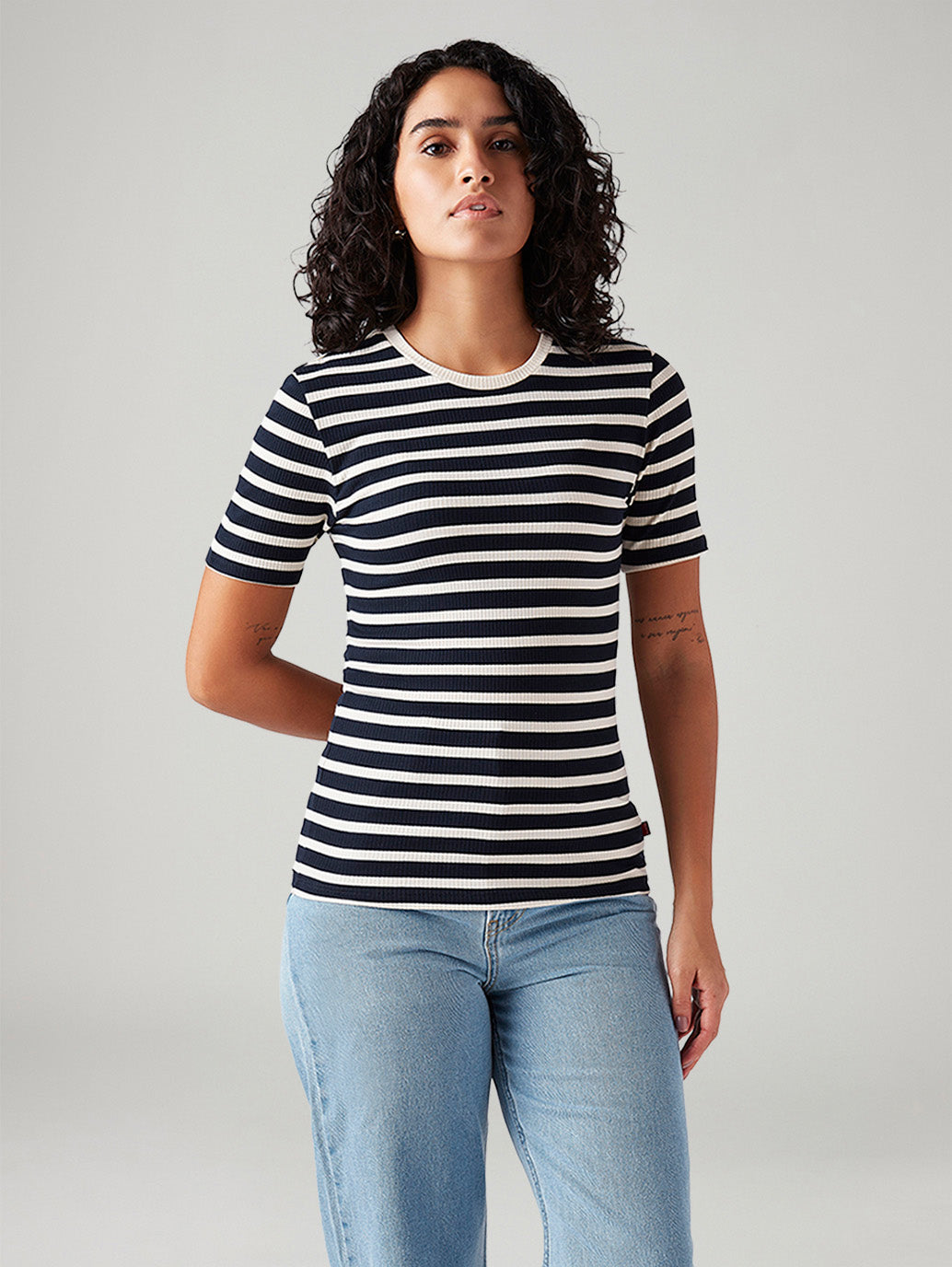 Women's Striped Slim Fit T-Shirt - Front View